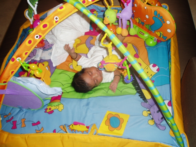 Busy in my "baby gym"..tough workout!