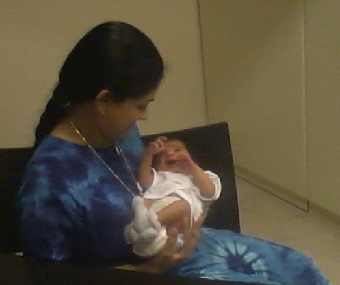 Me telling Mummy a very exciting story..