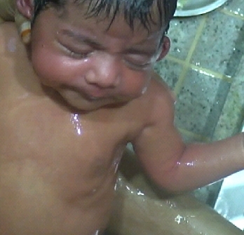 Bath over.. now being dried..